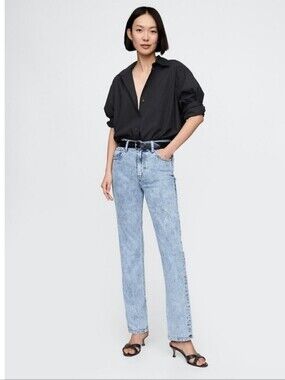 Gap High Rise '90s Slim Straight Jeans Light Acid Wash NWT